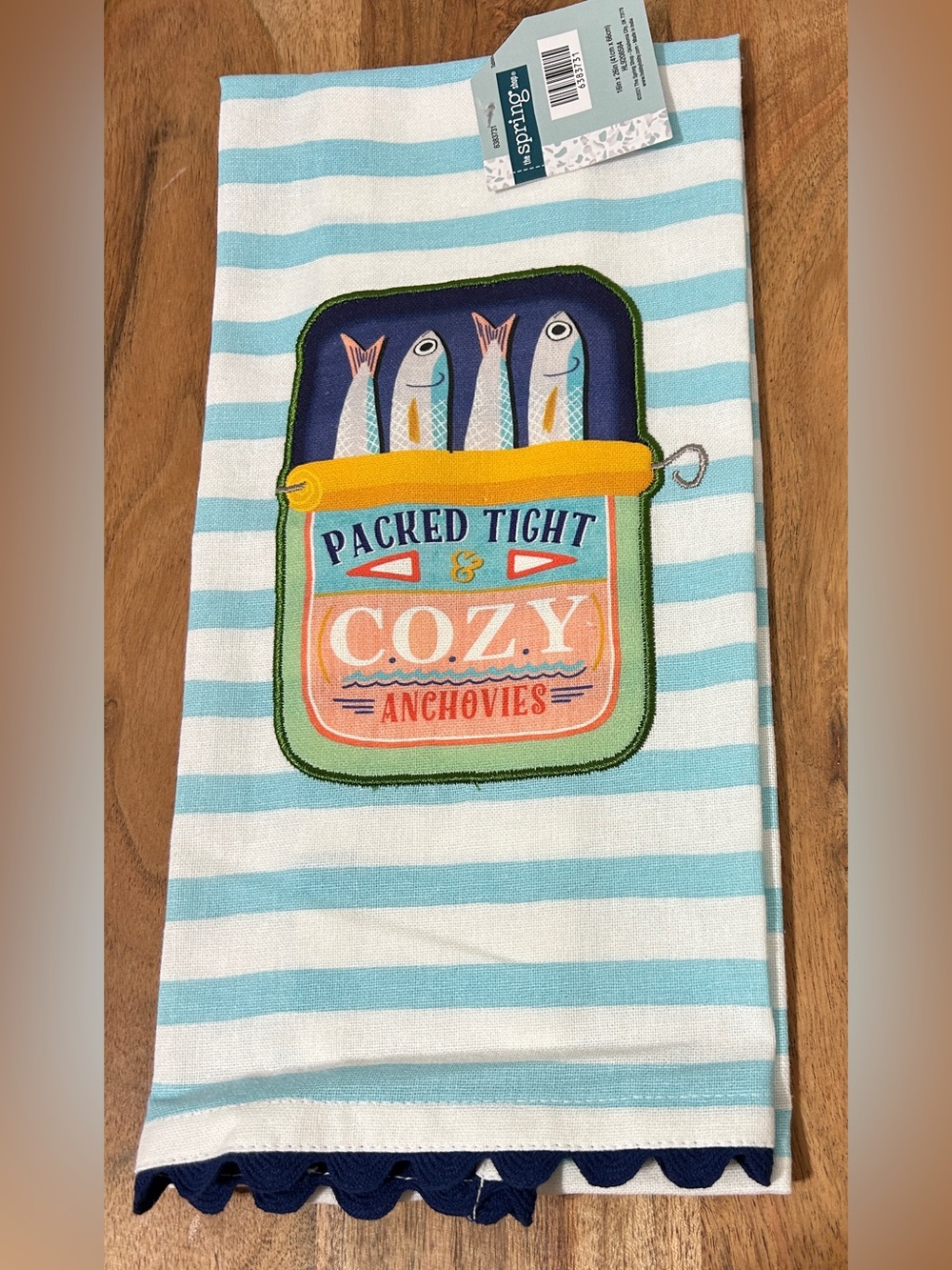Hobby Lobby Canned Fish Kitchen Dish Towel Coastal 16”X26” NEW